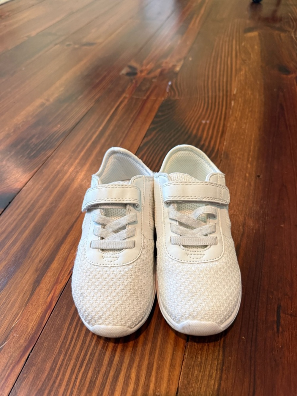 White Kids Hook-and-Loop Knit Sneakers